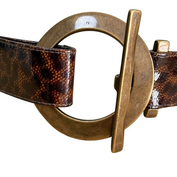 Suzi Roher Statement Belt Large Brass Circle Clasp Elastic Back Canada Large